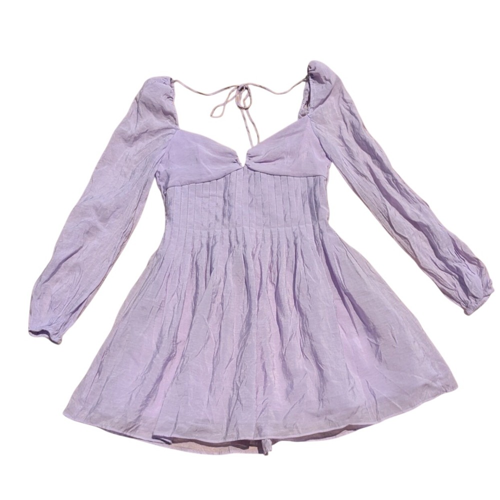 ASTR The Label Mini Dress Carina Lavender Pleated Cottage Corset Women's Small‎